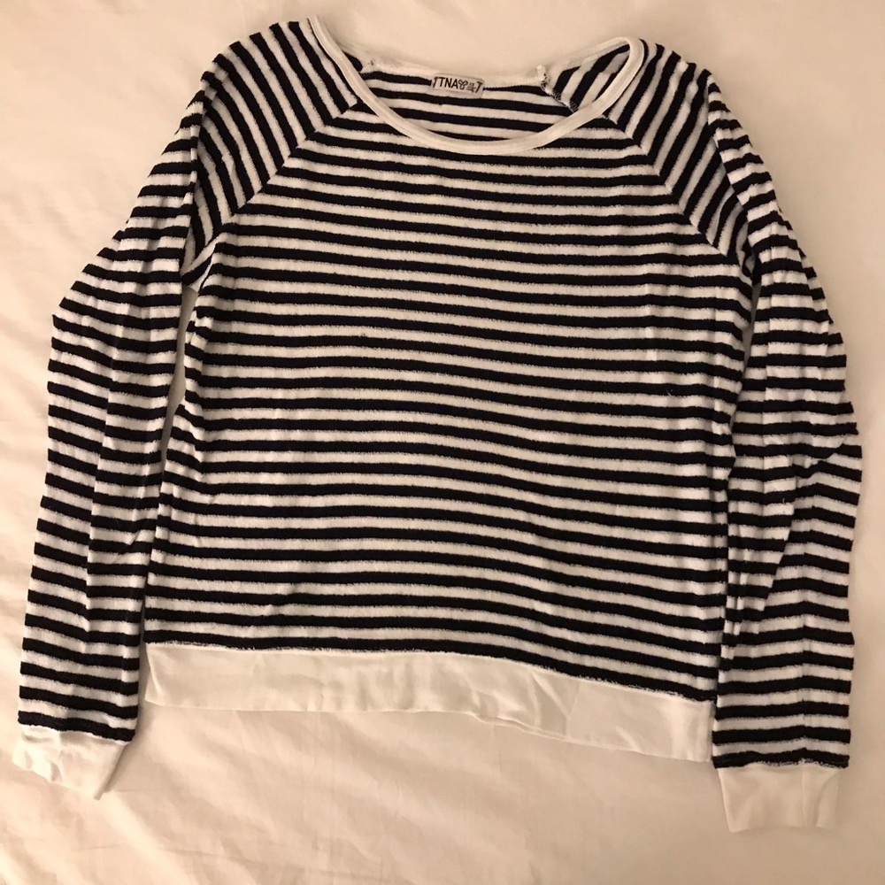 TNA striped terry cloth longsleeve/sweatshirt